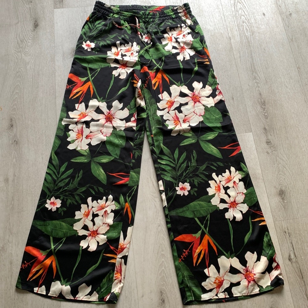 Lauren Ralph Lauren Womens MultiColor Floral Satin‎ Charmeuse Wide-Leg Pant - Picture 2 of 10